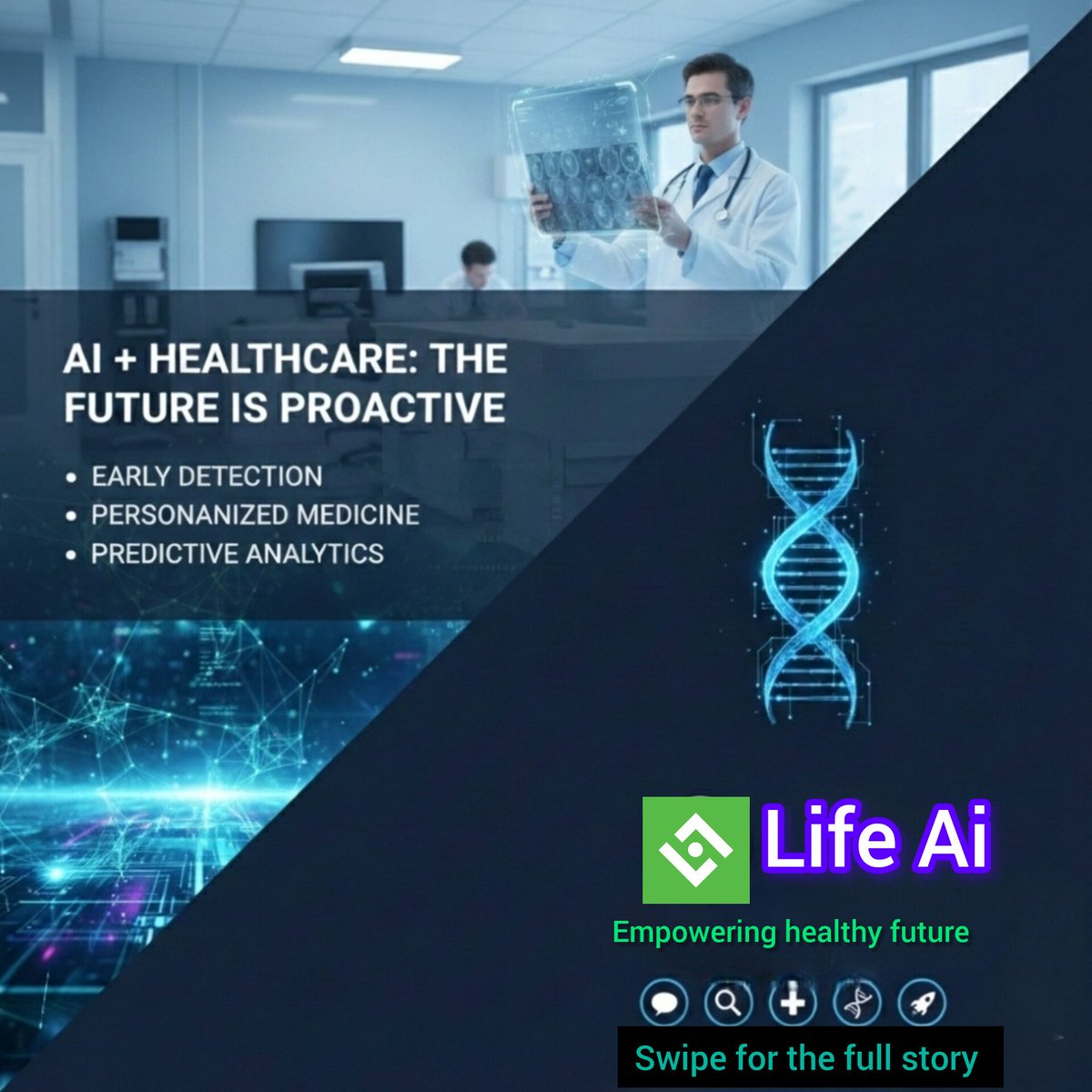 Artificial intelligence or AI is no longer just science fiction, but the architect of our better and healthier future. LIFE AI is bringing a new horizon in healthcare.
Why is AI + Healthcare important for our future?
#LifeAi
<a href="/LifeNetwork_AI/">LIFE AI</a>