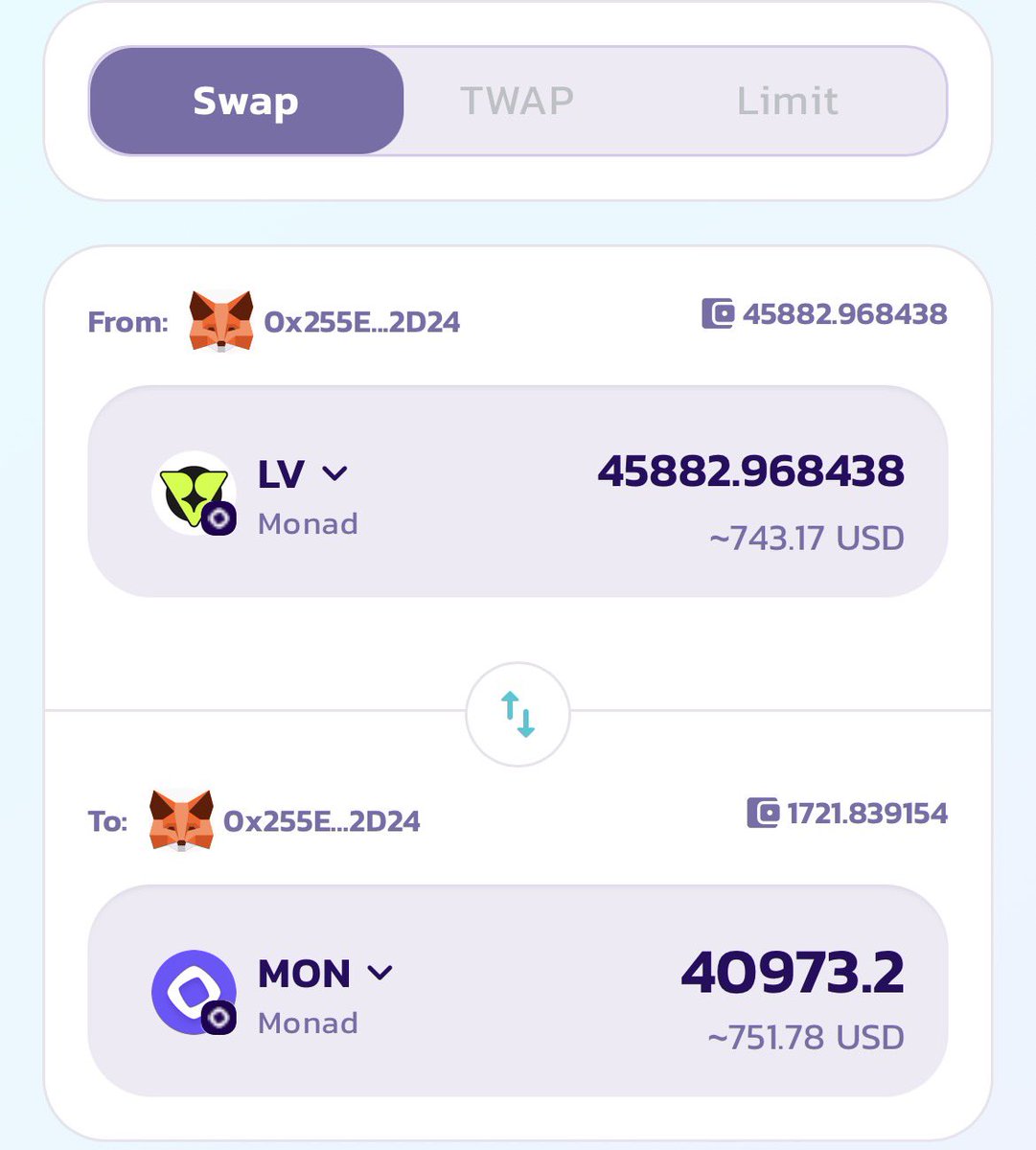 I’ve received my first airdrop from the Monad ecosystem!
Feeling grateful💜

<a href="/LumiterraGame/">Lumiterra (mainnet arc)</a> <a href="/LeverUp_xyz/">LeverUp (mainnet arc)</a>