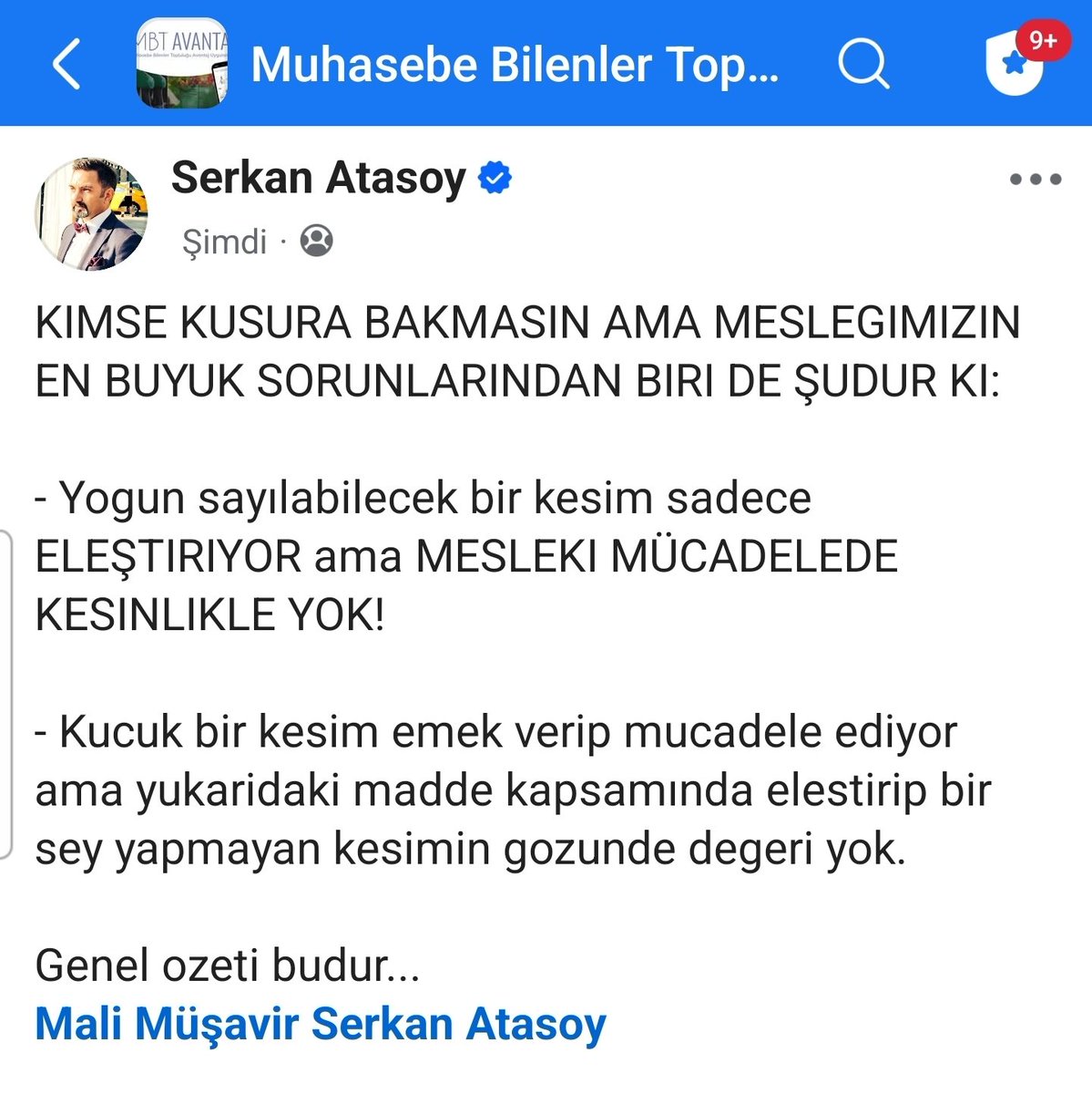 Serkan__Atasoy's tweet photo. KIMSE KUSURA BAKMASIN AMA MESLEGIMIZIN EN BUYUK SORUNLARINDAN BIRI DE ŞUDUR KI:

- Yogun sayılabilecek bir kesim sadece ELEŞTIRIYOR ama MESLEKI MÜCADELEDE KESINLIKLE YOK! 

- Kucuk bir kesim emek verip mucadele ediyor ama yukaridaki madde kapsamında elestirip bir sey yapmayan kesimin gozunde degeri yok.

Genel ozeti budur...
Mali Müşavir Serkan Atasoy