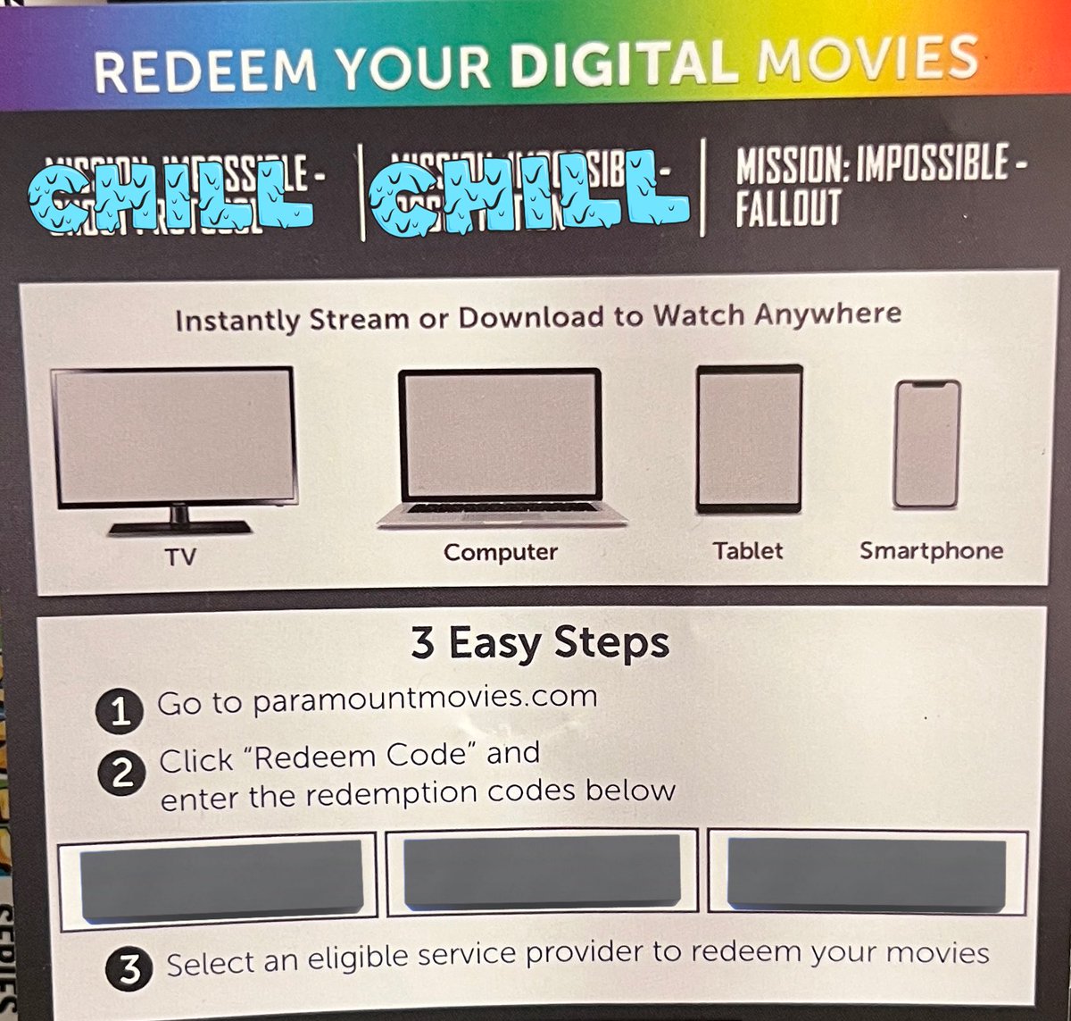 HighDefDiscNews's tweet image. /// CONTEST ///

I’m giving away a #4K #digital copy of MISSION: IMPOSSIBLE - FALLOUT. It is redeemable, I’ve checked, via AppleTV or Fandango at Home.

To enter:

💣 Be following
🎄Like this post
💥 Share this post

In 24-36 hours I’ll pick one random winner. Good luck! More…