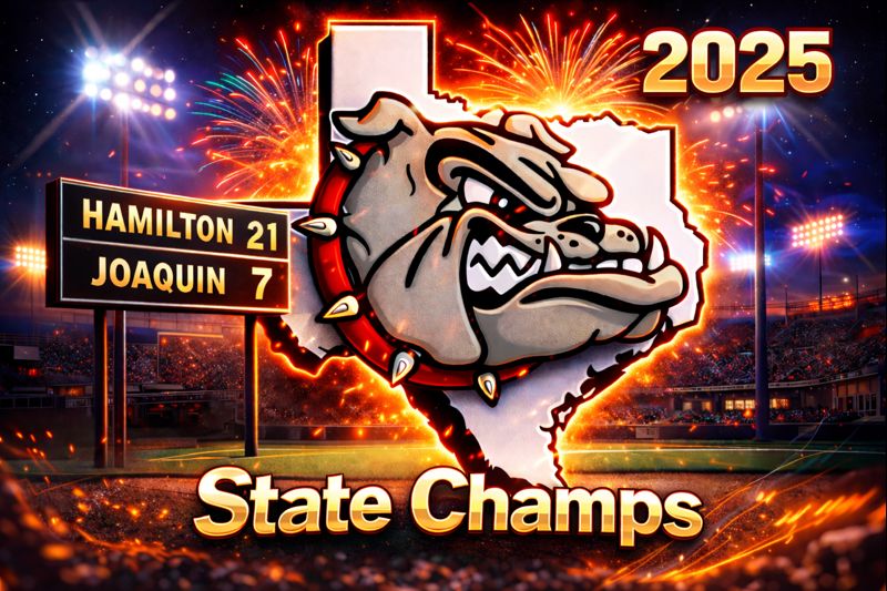 For the first time in 111 years, <a href="/HtownBulldogs/">Hamilton High School</a> is a state champion. Bulldogs defense forces three turnovers and holds Joaquin to its lowest point total of the season. Hailston Hale rushes for 93 yards &amp; 2 TDs to pace Hamilton offense. #txhsfbplayoffs #UILState