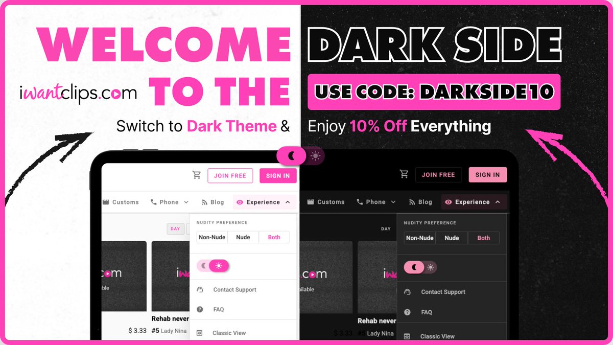 Your brain: “Welcome Dark Side To The…” 🧠👀
Us: “Switch to Dark theme and get 10% off.” 
Simply enter the code DARKSIDE10 at checkout.
December 18 – December 22
Start here: iwantclips.com