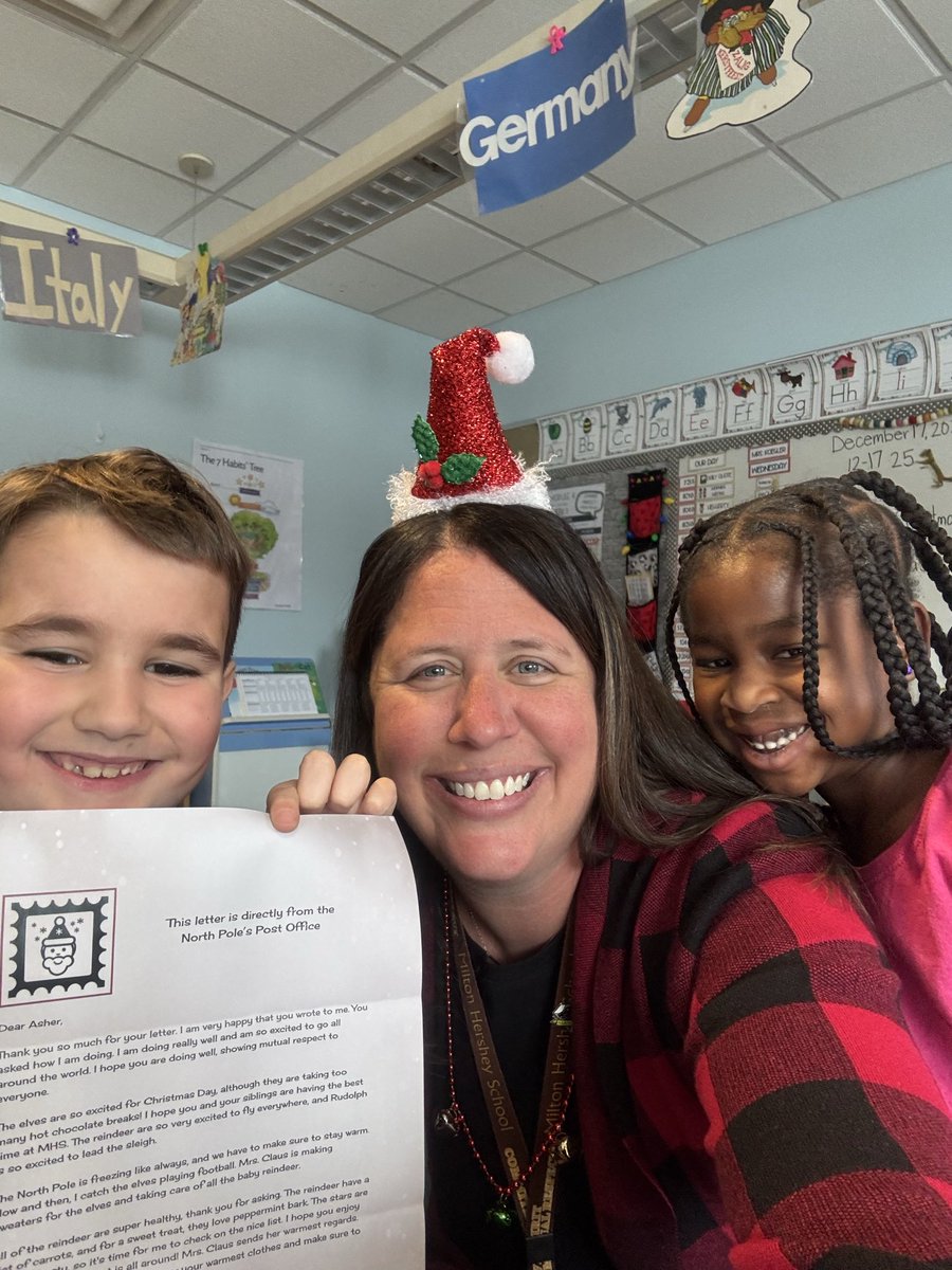 1st grade students wrote letters to Santa a few weeks ago. They were very surprised to receive personalized letters back today from the North Pole!