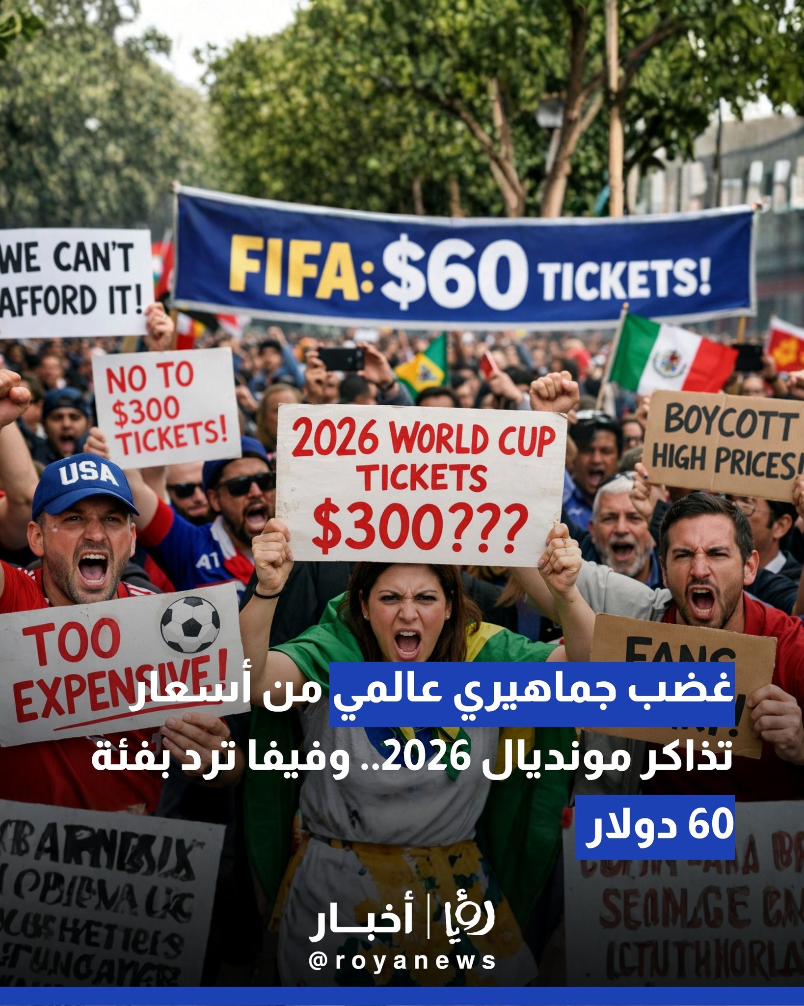 غضب جماهيري عالمي من أسعار تذاكر مونديال 2026.. وفيفا ترد بفئة 60 دولار 