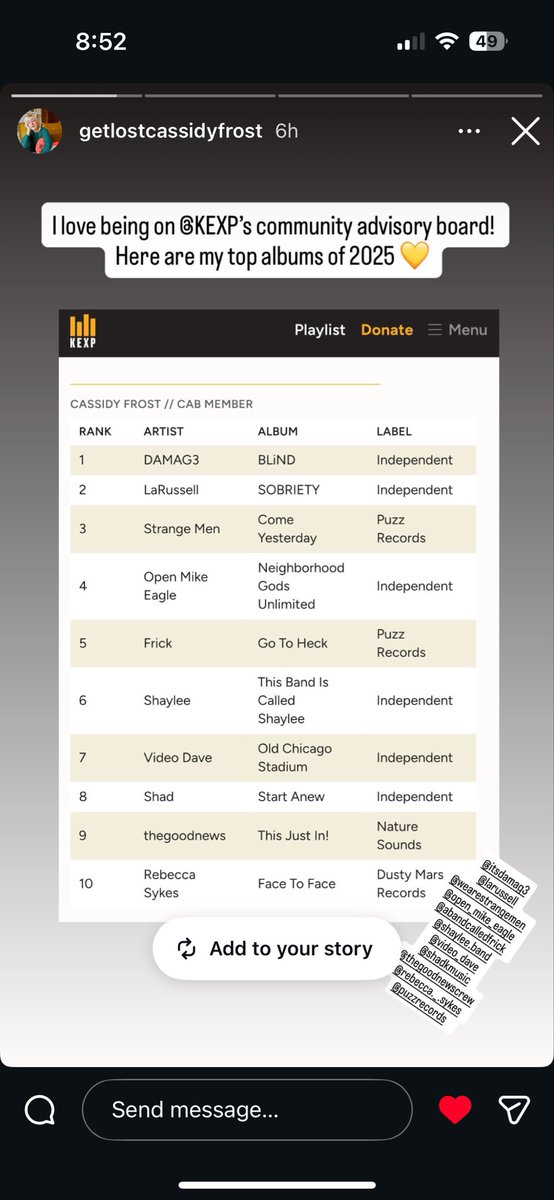 ctzn_ctzn_ctzn's tweet image. S/O Cassidy over at @kexp for including our @thegoodnewscrew This Just In! on the top 10 albums of 2025 list 🤜 🤛 🗞️  

cc: @naturesounds @DelHIERO @J_Alderete @petecosmos @NotPo3