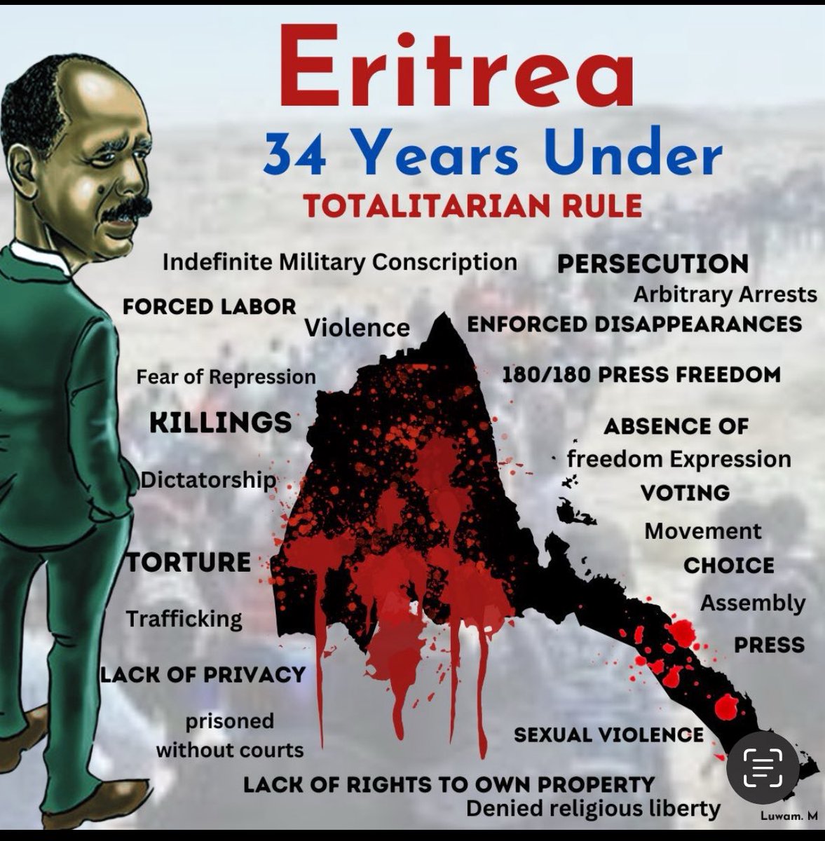hiya27696's tweet image. #PFDJ 34 years in power. No constitution. No elections. Only prisons. That is the true legacy of the Eritrean #Regime.  #RegimeChangeInEritrea by any means necessary. 
 #BlueRevolution #TransnationalRepression #EBRF #NoMorePFDJTerror #Eritrea