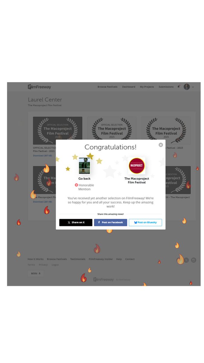 Mención honorífica en The macroproyect Film Festival.
<a href="/FilmFreeway/">FilmFreeway</a>