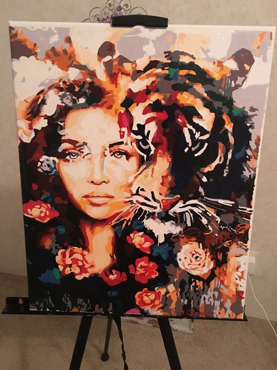 rebcar50's tweet photo. Art of the Day! "Lady and her Tiger". Buy at: https://t.co/UrpA55Q3HJ https://t.co/pQS0XTwwuA