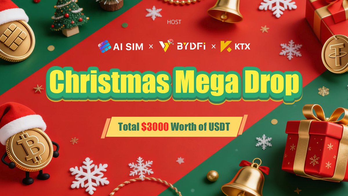AISIM_EN's tweet image. 🎄 Christmas Mega Drop — Let the Celebration Begin!

No gifts under the tree this time — it’s crypto💥

🎁 $3,000 in total rewards — Christmas comes early.
Big prizes. Big fun. One mega drop.

🚀 How to join:
Complete the Galxe quest 👉app.galxe.com/quest/aisim/GC…

🤝 Co-hosts:
@BYDFi…