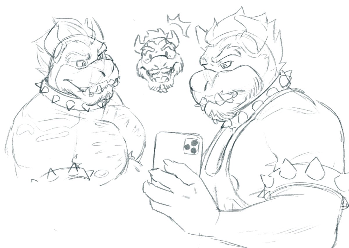 AstroTweets2's tweet image. doodled bowser cause art block has me by the NECK yall💔💔💔💔