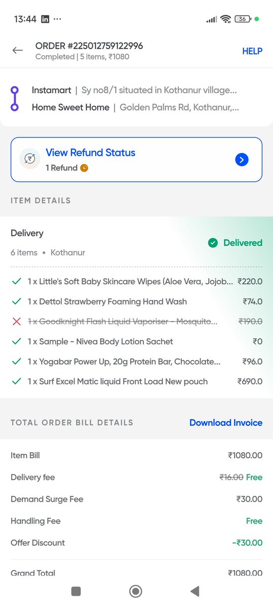 MasterShifu85's tweet photo. @SwiggyInstamart You guys are cheat, and deploy unethical practices for cheating customers. If an item becomes unavailable then how can you decide to cancel the offer and charge customers extra on your own? @SwiggyCares https://t.co/I8p3CCVJEd