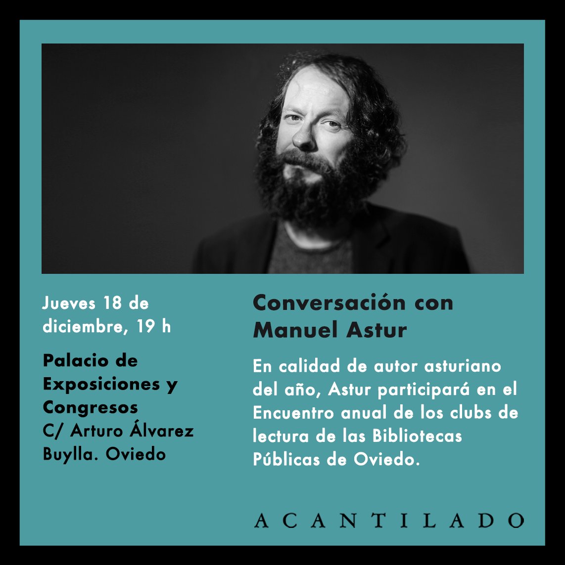 Acantilado1999's tweet photo. Hoy a las 19 h tendrá lugar el Encuentro anual de los clubs de lectura de las Bibliotecas Públicas de Oviedo en el Palacio de Exposiciones y Congresos. Este año el autor asturiano invitado será Manuel Astur.

https://t.co/zNsTMO1Wf2 https://t.co/VAGs26tS0y