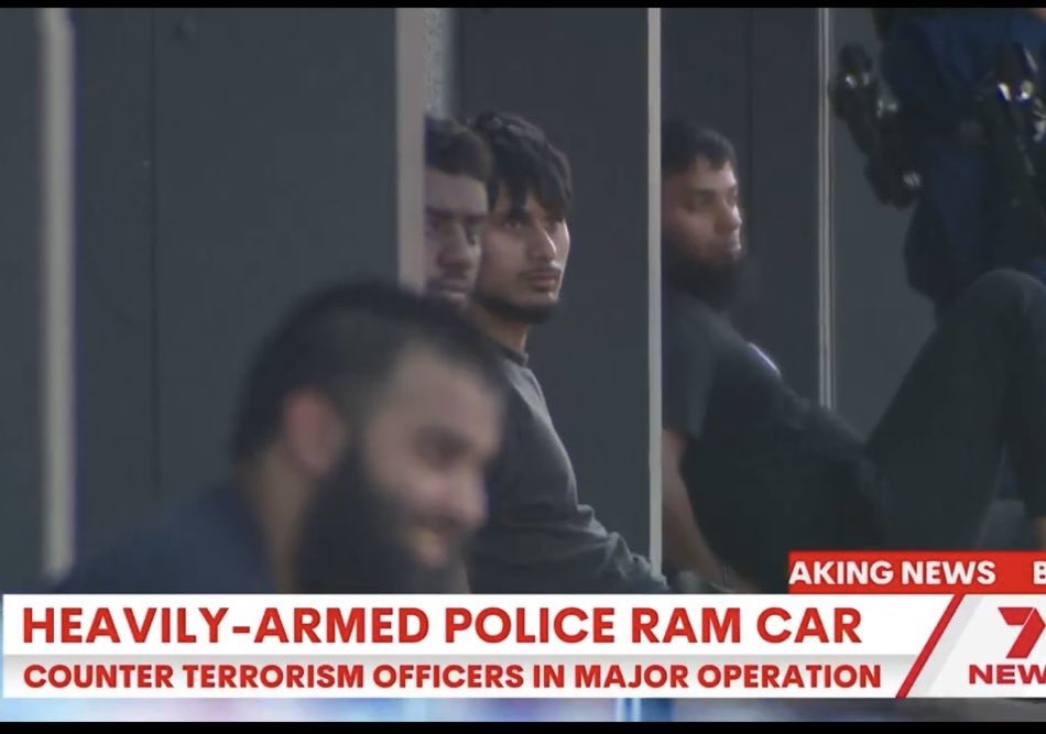 First images of the men alleged to have been involved in a possible double tap terror strike on Bondi

Heavily armed counter-terrorism police rammed their car off the road in Sydney