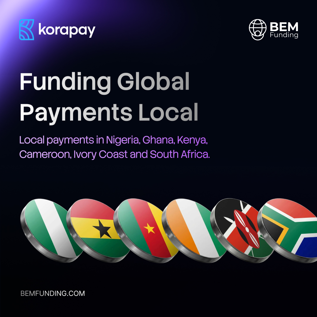 Good Morning! ☀️ 

BEM Funding is officially LIVE in Africa 🌍 

🇳🇬 🇬🇭 🇰🇪 🇨🇲 🇨🇮 🇿🇦 

Local payments. Local currency. No stress. 

You asked, we delivered. 

Now it's your turn to deliver that growth 📈 

Let's get funded, Africa 💎