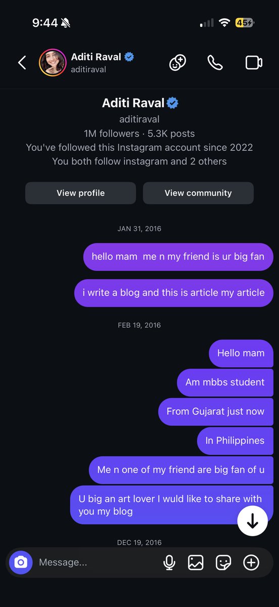 drnayanpatel018's tweet photo. @aditiraval Crazyy haha I used to call you Mam back in 2016 when I used to write blogs and wanted to share with you my writings you were like that star 💫 for me hard to reach types back in those days https://t.co/FKoaHiMaNo