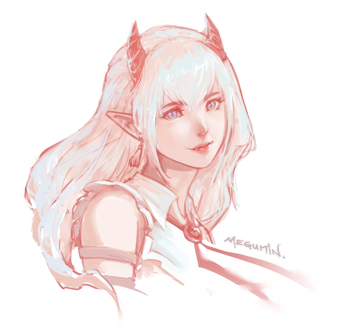 meguminVT's tweet image. and if I turn around to look at you?
#meguMuseum

🎨: @grizchen 
(really pretty painting art style, thank you!!)