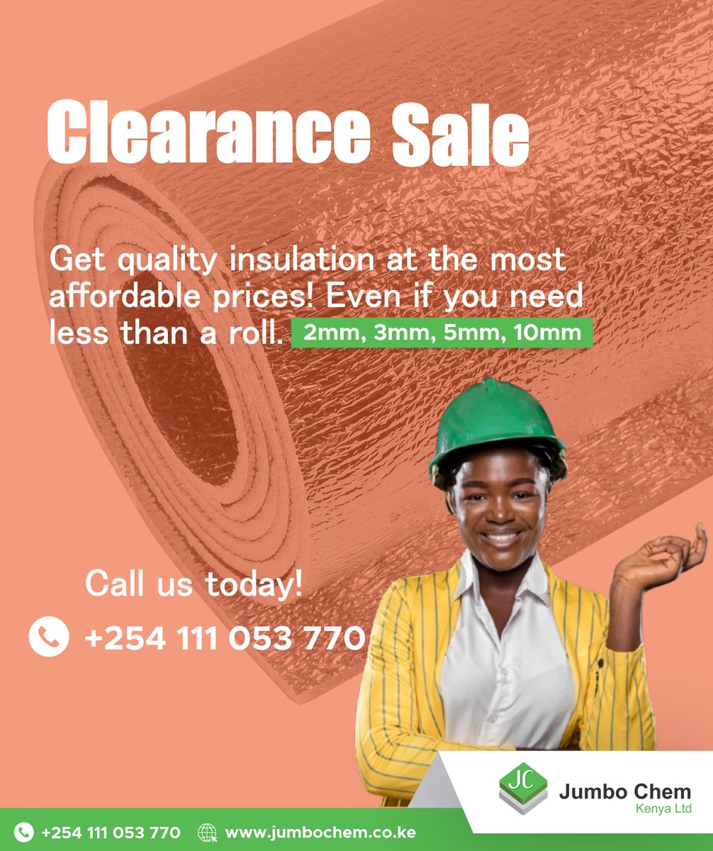 Working on a small project and don’t need a full roll ?

We’ve got you covered.

You can now get less than 60sqm insulation rolls in clearance sale - this month, better value.

Available Sizes: 2mm | 3mm | 5mm | 10mm

✅Affordable.
✅Practical.
✅Easy to install.

Call us today