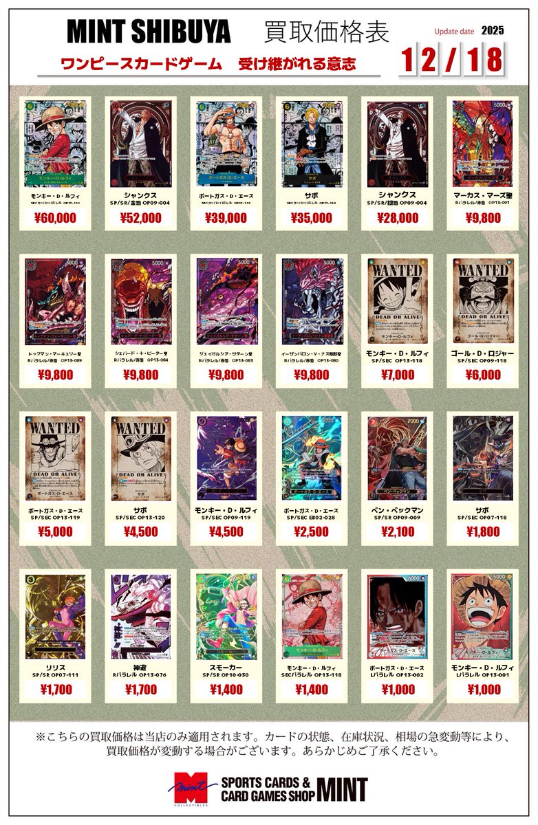 【値下げナシ】WATWING 上海　Reborn トレカ　メンバー全種セット ワンピースカード PSA10買取リスト更新しました！9/1～ | 千葉鑑定団船橋店