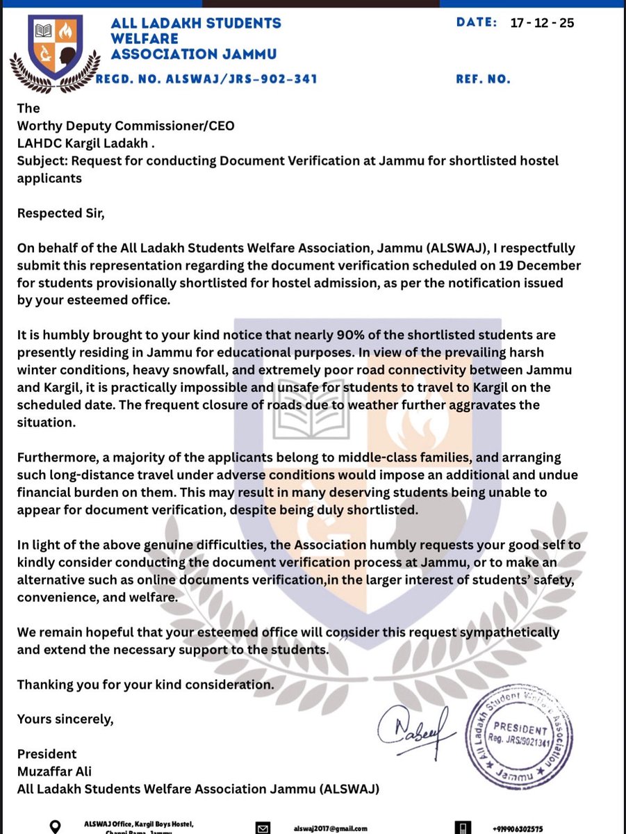 All Ladakh Students Welfare Association Jammu tweet media