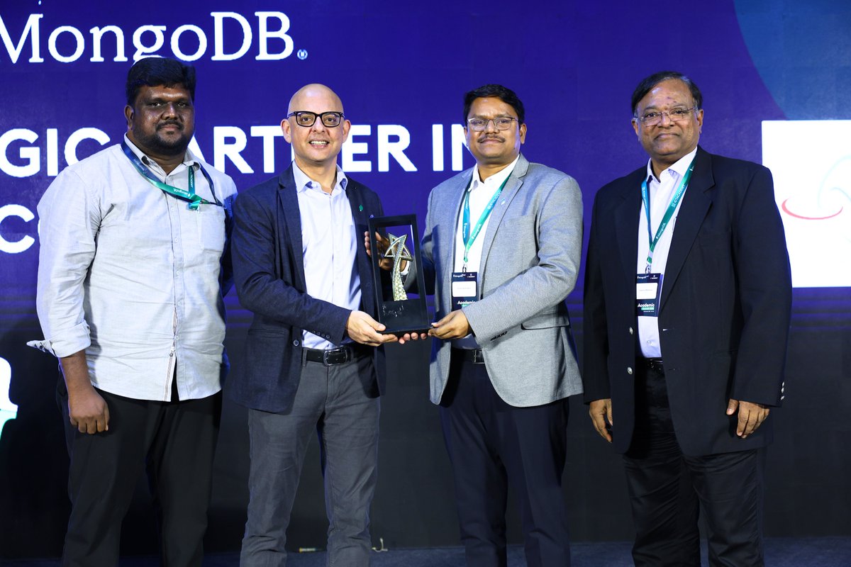 thesmartbridge's tweet photo. #SmartBridge has been recognized for its continued collaboration with #MongoDB at the Academic Summit 2025, held in association with #ICTAcademy.
In 2025, we have impacted 32K+ students from 600+ colleges across 21 states & enabled 350+ educators with our #skilling initiatives. https://t.co/IKKWfibre9