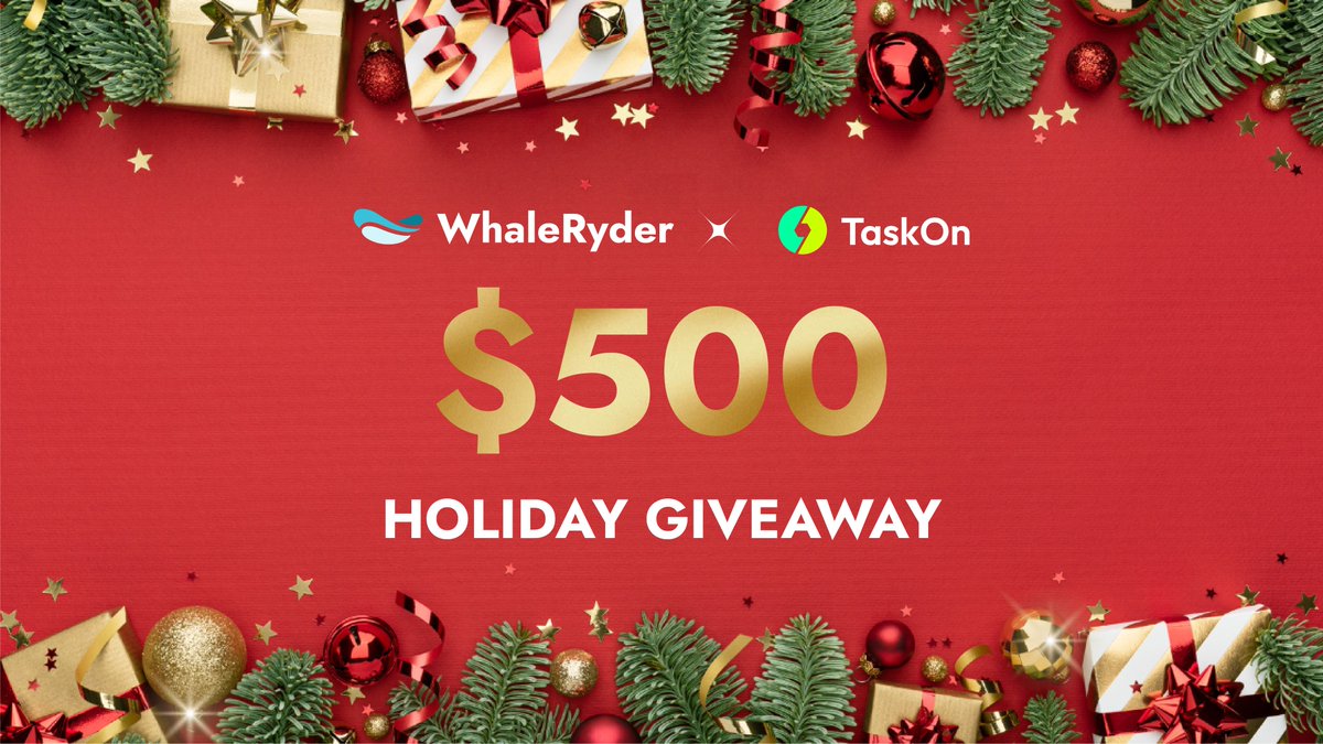 WhaleRyderCom's tweet image. Ready for a holiday surprise? Celebrate Christmas with us and make this holiday season unforgettable!🎄🎁

This Christmas, join the WhaleRyder x @taskonxyz
quest and win $500 USDT in our holiday quest by completing simple tasks. 

Live until Jan 17th. Link in the comments…