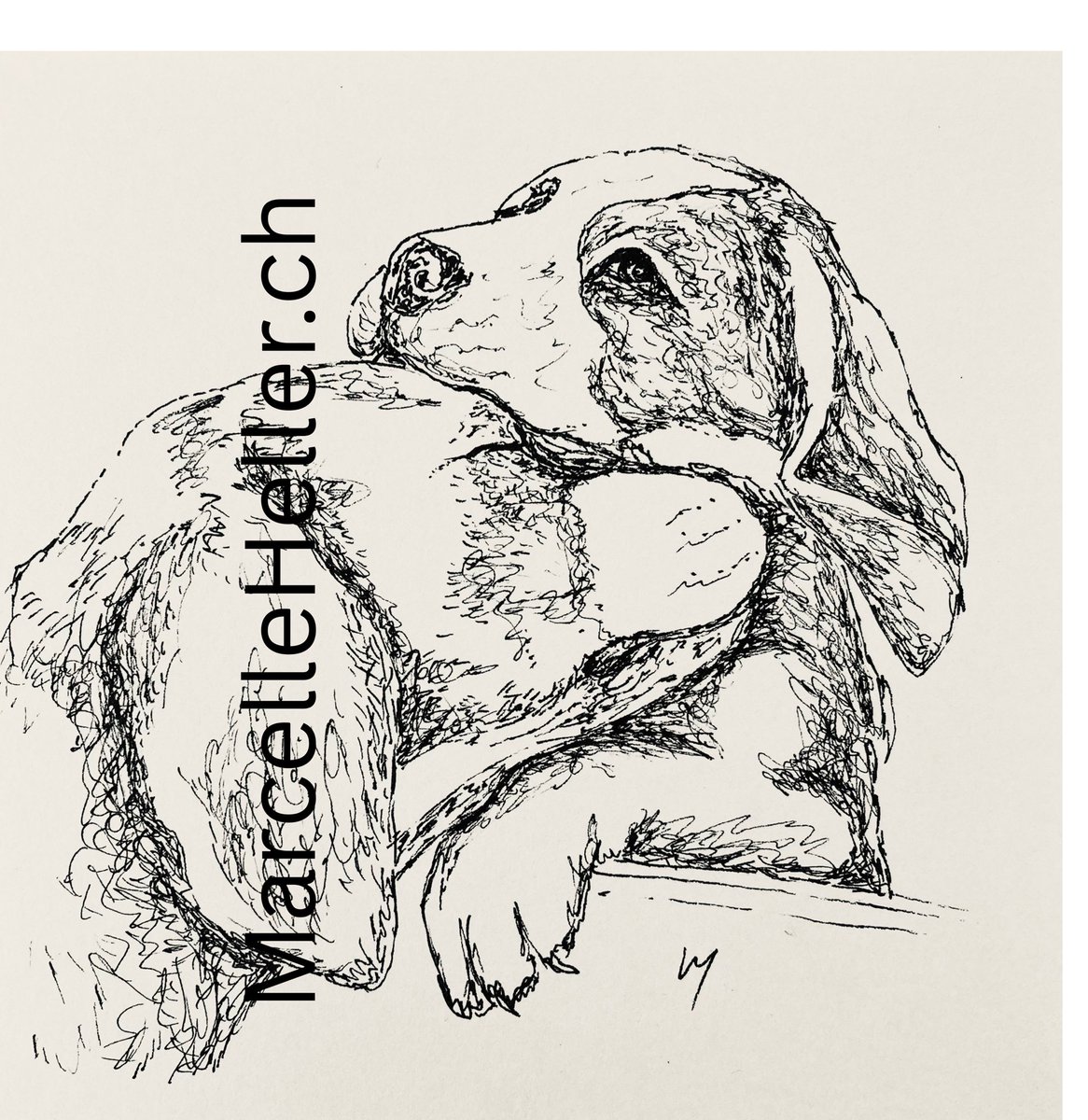 greyworldnomads's tweet photo. **Paws &amp; Hearts Entwined 🐾❤️**

A Beagle mom and her pup, leaning in—trust, warmth, and that unshakable bond. The little one stands tall just to reach her, because love always finds a way.

#BeagleLove #ScribbleArt #PetBond #marcellehellerart #lineart https://t.co/Kx8ydK7w8D