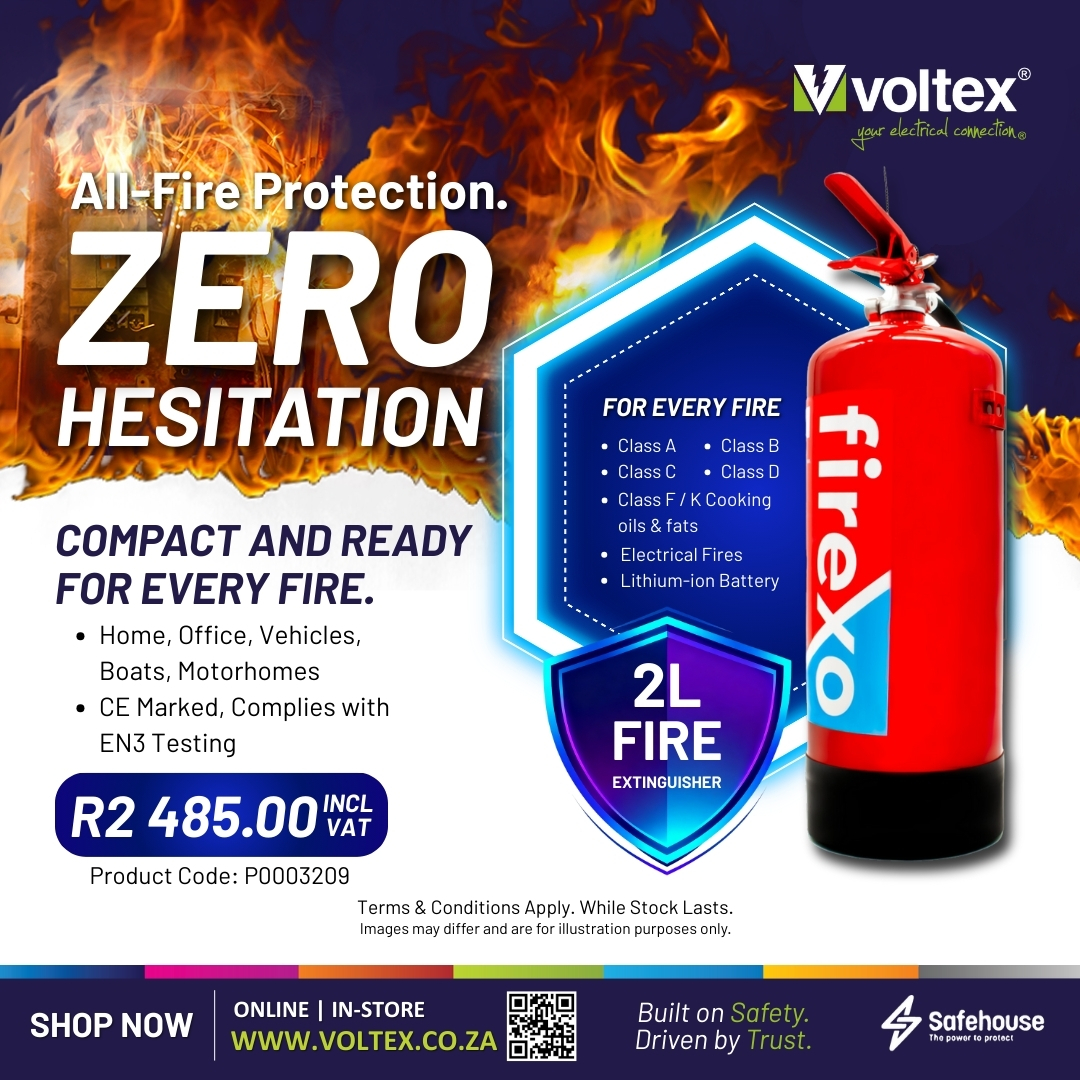 voltexsa's tweet image. One extinguisher. Multiple fire classes.
Firexo 2L delivers fast, effective fire protection for homes, vehicles and workplaces.

Stay ready 👉 voltex.co.za/product/firexo…

#Voltex_sa #FireSafety #StayPrepared