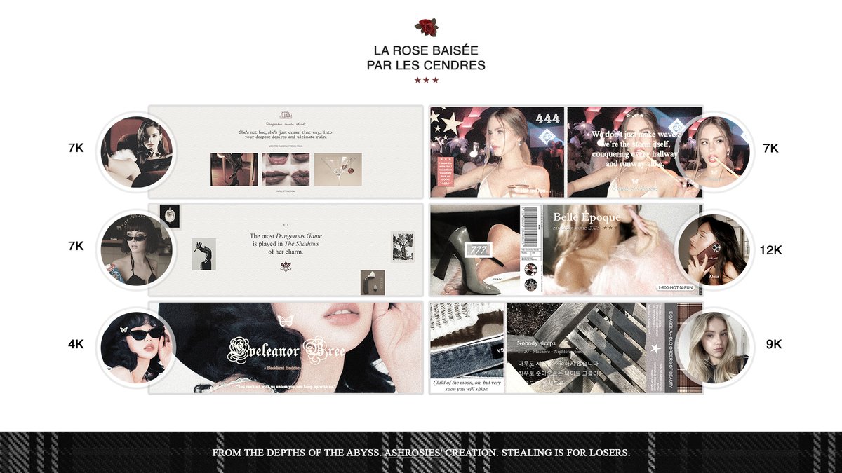 AshRosies's tweet image. 📰 : Reposts are appreciated.

The rusted gate to our rosarium has creaked open. All layout catalogs are available upon request. 

[!!] 𝗥𝗲𝗮𝗱 𝘁𝗵𝗲 𝗧&amp;amp;𝗖𝘀 𝗯𝗲𝗳𝗼𝗿𝗲 𝗼𝗿𝗱𝗲𝗿𝗶𝗻𝗴.

No minimum or maximum amount of orders. Check our pinned post for details! 🌹 #zonauang