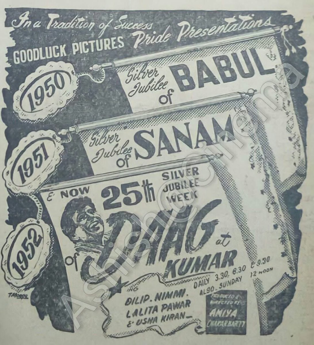 MujahirBO's tweet photo. #Daag (1952), #Babul (1950), #Sanam (1951) - Silver Jubilee
Nau Bahar (1952): 27th Week
Sadhana (1958): 26th week
Suraj (1966): Box Office Collections https://t.co/QvqLduVA8p