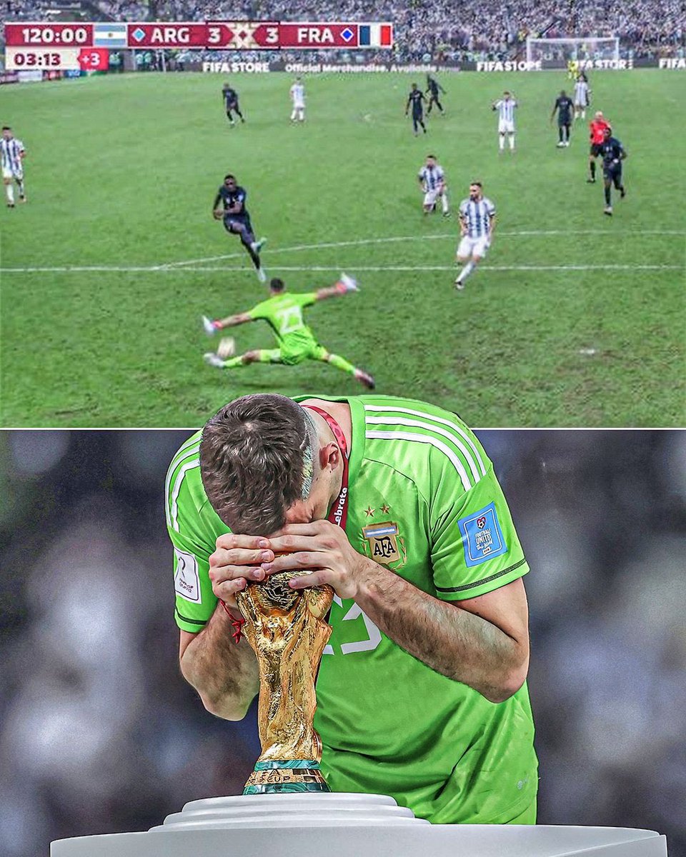 🧤It's been 3 years, since 𝑻𝑯𝑨𝑻 120+3' save from Emiliano Martinez against France in the FIFA World Cup 2022 Final.

🏆 Martínez’s save kept Argentina’s World Cup dreams alive!

🌟 One of the greatest saves of all-time.