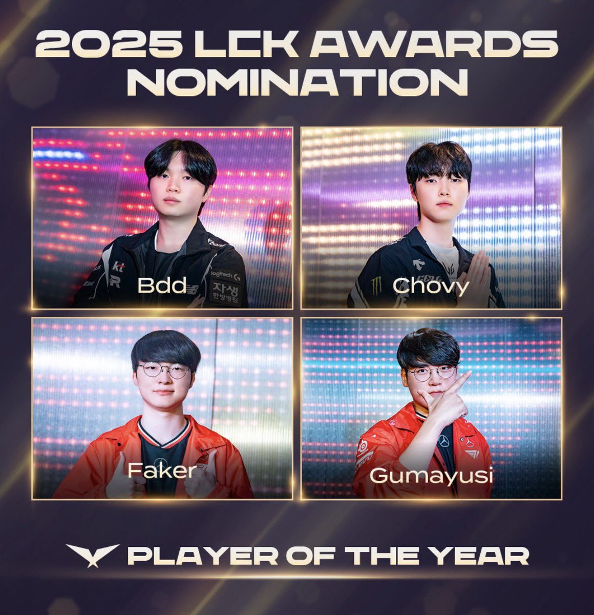 gumayusinism's tweet photo. Faker and Gumayusi nominated for Player of the Year!!! 🥺💛 https://t.co/kQzTdXNfAR