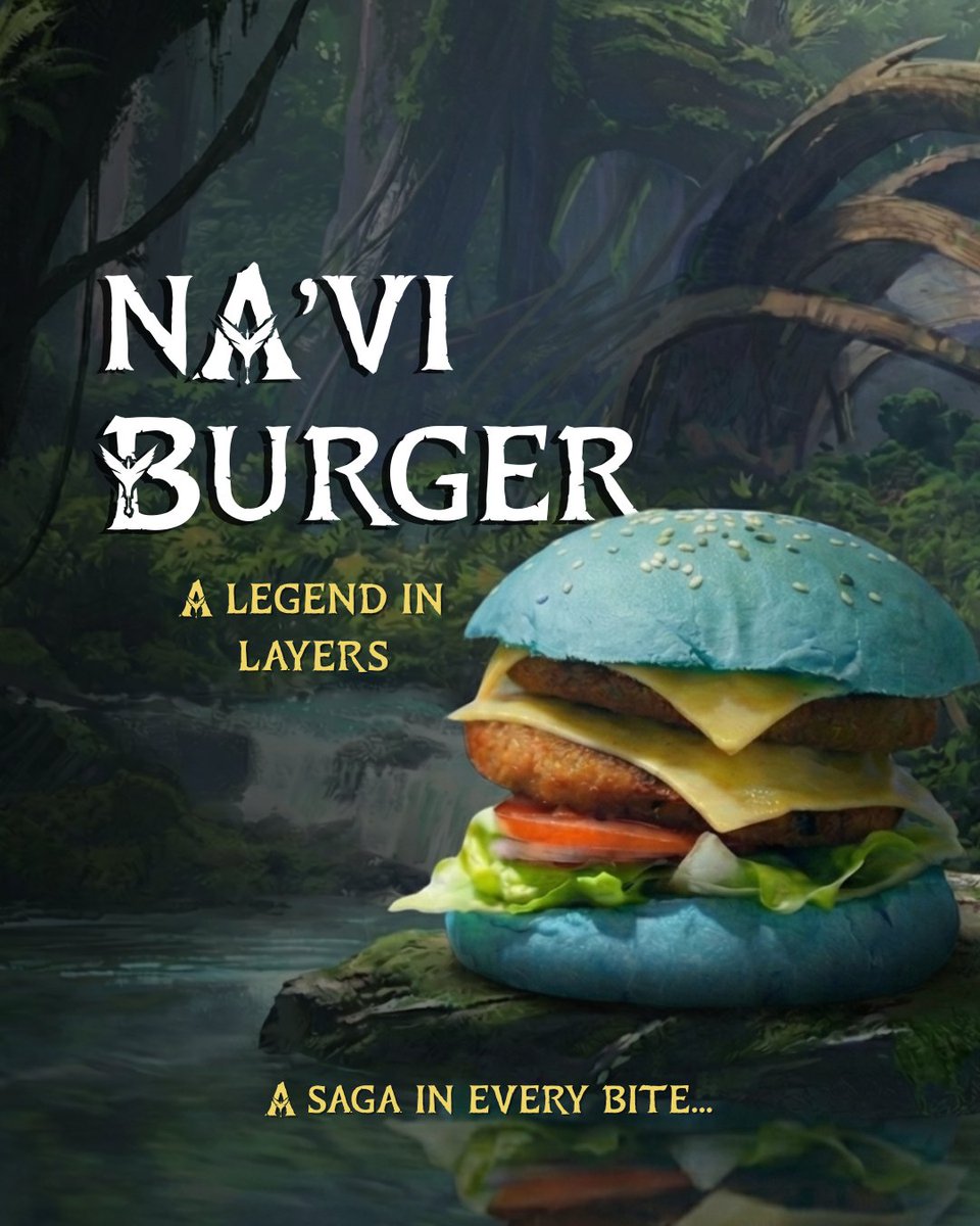 CinemasBroadway's tweet photo. Tastes of Pandora have arrived 🌿
Introducing the Na’vi Burger, Fandom Cola &amp; Lamingtons. 🫠😍

Limited-time #AvatarSpecials now serving at Broadway Cinemas!

#NaviBurger #FandomCola #Lamingtons #AvatarFireAndAsh https://t.co/8wX2p9oppE