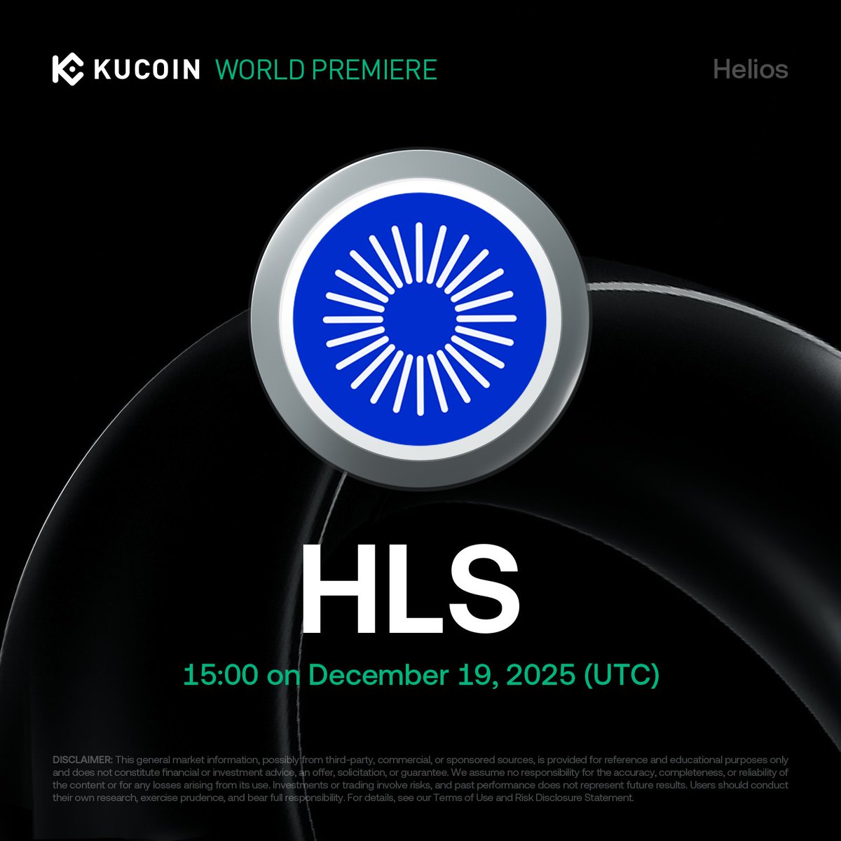 📢 @helios_layer1 $HLS is coming soon on #KuCoin! Helios is the first  AI-powered Layer 1 enabling secure, automated, native multi-chain  portfolios, unlocking on-chain ETFs, index products, and yield baskets  without fragmented liquidity.