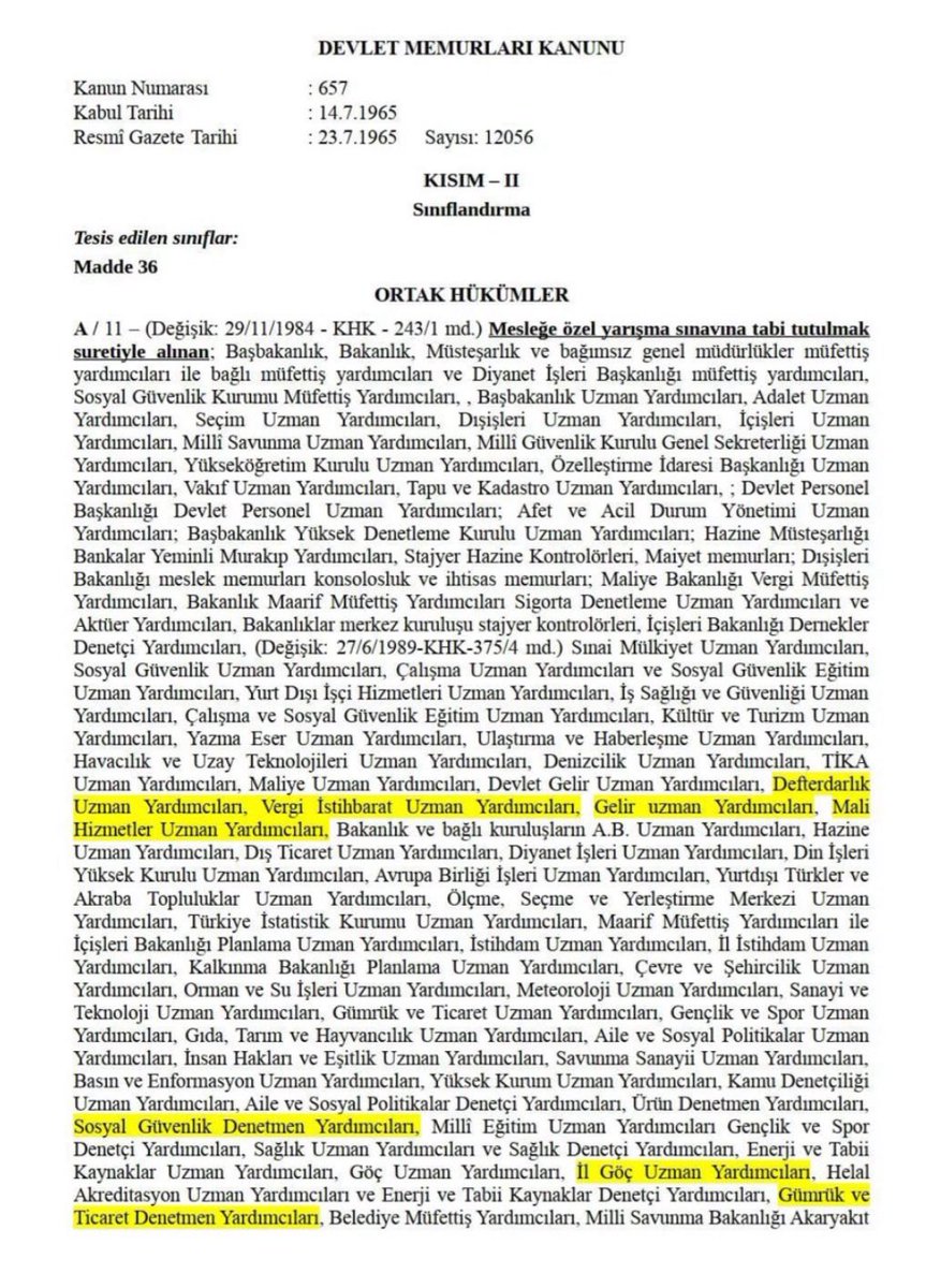 657'de açık bir şekilde kariyer meslekler arasında sayılan Gelir Uzmanları, kariyer mesleklerle ilgili özlük düzenlemesinde #nedenyok 

<a href="/tcbestepe/">T.C. Cumhurbaşkanlığı</a> <a href="/RTErdogan/">Recep Tayyip Erdoğan</a> <a href="/_cevdetyilmaz/">Cevdet Yılmaz</a> <a href="/mehmedmus/">Dr. Mehmet Muş</a> <a href="/memetsimsek/">Mehmet Simsek</a>