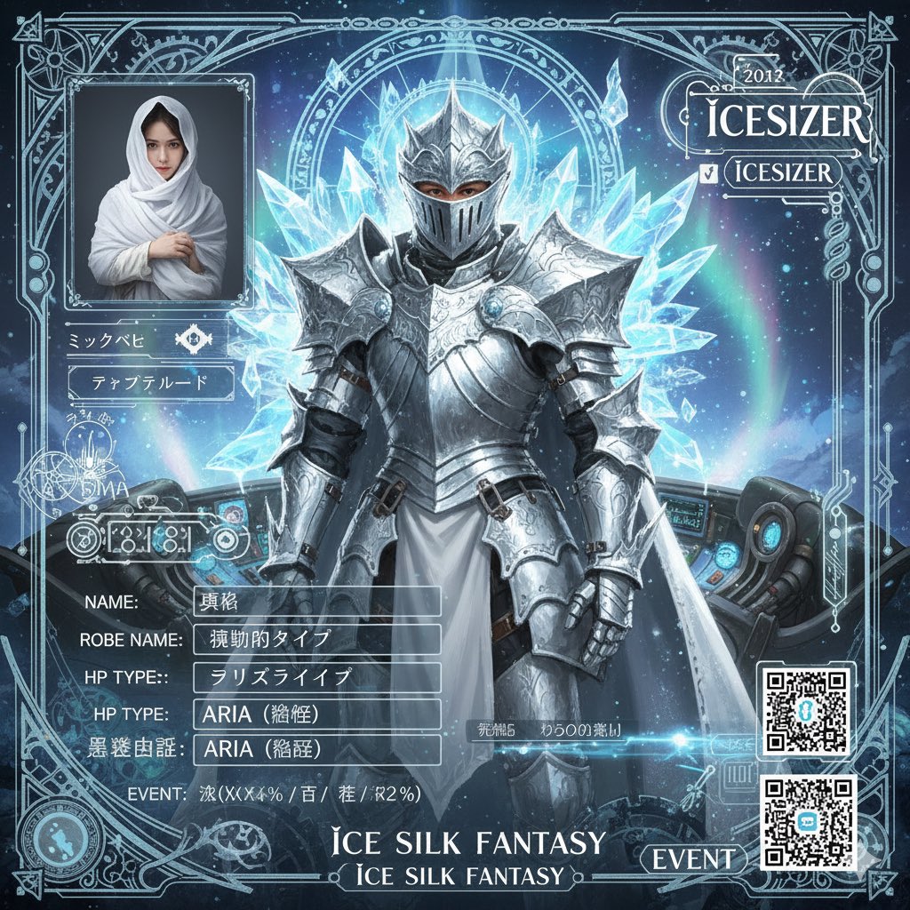 icesilkfantasy's tweet photo. 物語参加型の音楽RPGライブ
キャラクター登録術式作成中です
氷流者《アイファン》として、氷の国《アイスガルド》へ旅に出よう
氷聖士《アイスサイザー》を目指そう!
#ICESILKFANTASY2026
#icesizer
#アイファン https://t.co/faOc2lSx5d