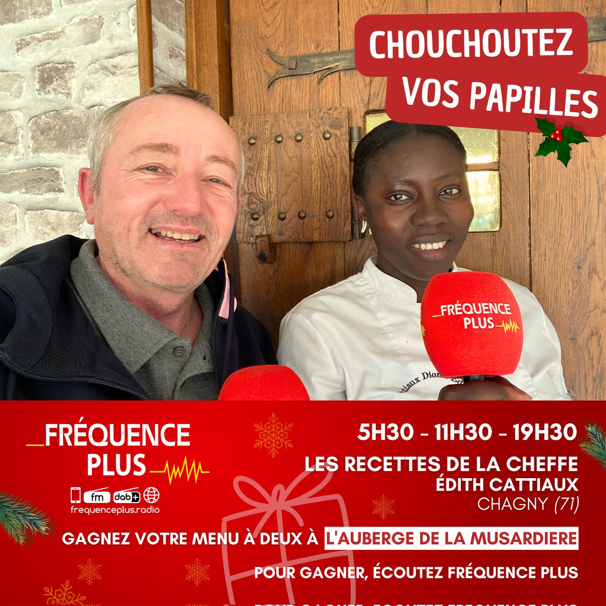 🧑‍🍳 Avec Charlie, découvrez chaque jour une nouvelle recette par nos grands chefs de Bourgogne-Franche-Comté à 5H30 / 11H30 / 19H30 sur Fréquence Plus ! 
La Cheffe Edith Cattiaux vous accompagne avec des recettes délicieuses !

Chouchoutez vos papilles 🤩
frequenceplus.radio
