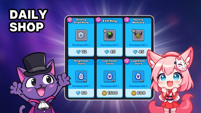 🛍️ Daily Shop Refresh

The Daily Shop now offers:
- 6 new rotating items
- Up to 50% daily discounts
- One purchasable item per day, encouraging selective upgrading

Honestly, you might find something cool that you can use to upgrade your gears with!