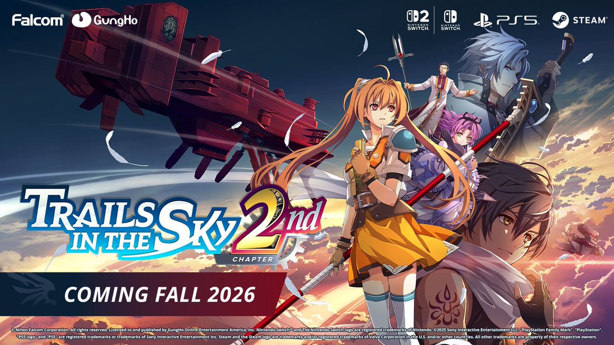 🔔C'est officiel, Trails in the Sky 2nd Chapter sortira sur PS5/Switch/Switch 2/PC en Automne 2026 🥳

Traduction française confirmée 🇫🇷