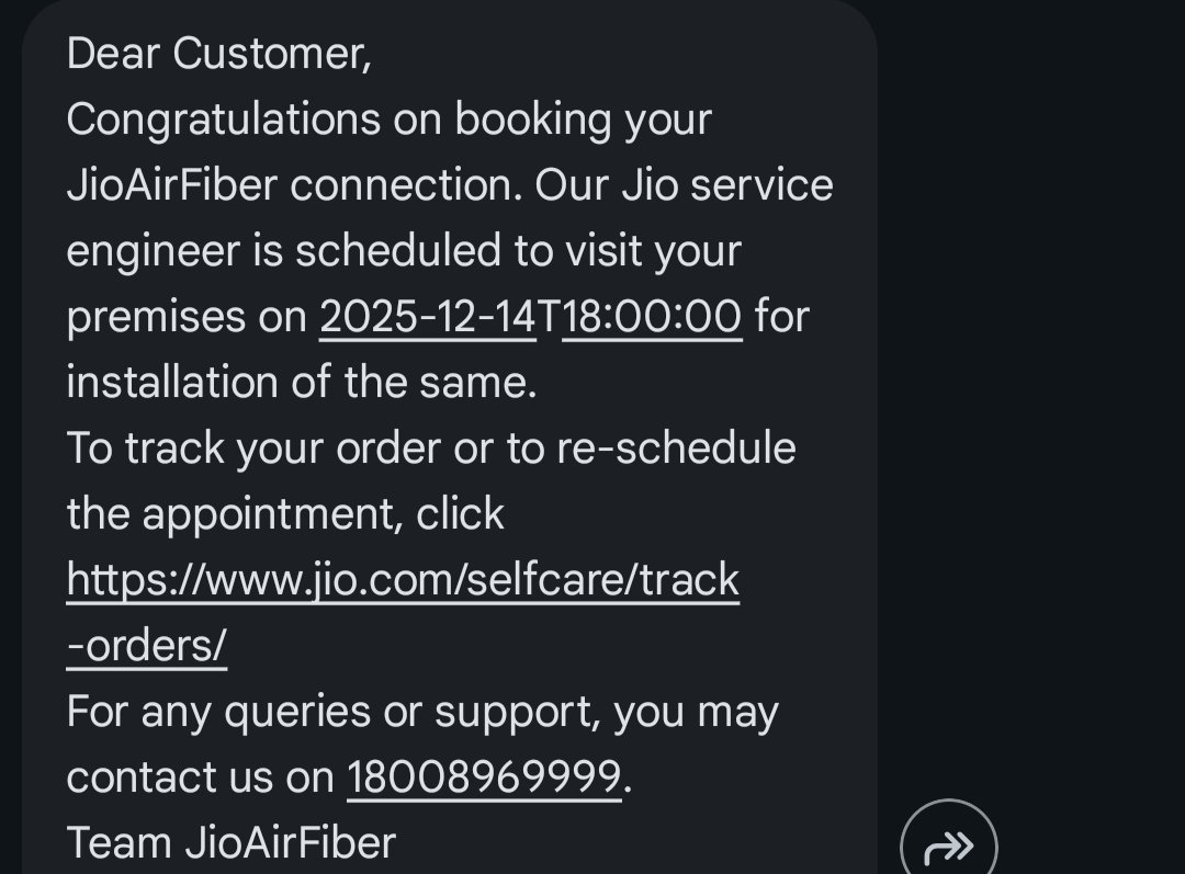 Starkasticc's tweet photo. @reliancejio @JioCare @airtelindia Update: The installation for @reliancejio fiber has been cancelled but still receiving scheduling texts, original date was 8/12. I paid ₹1200, no one is sharing the details of the refund. @JioCare is unresponsive as the account has been closed. Ticket tracking is useless. https://t.co/sTv5ZYMBrm
