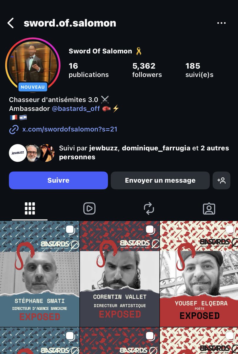 SwordOfSalomon's tweet image. 🚨📸 RETOUR SUR INSTAGRAM :

5 mois après la création de mon compte insta, celui-ci a définitivement disparu dans les méandres de la modération Meta.

Après discussion avec la plateforme, je suis enfin de retour sur instagram.

Nouveau pseudo : @ sword.of.salomon 

Même mission :…