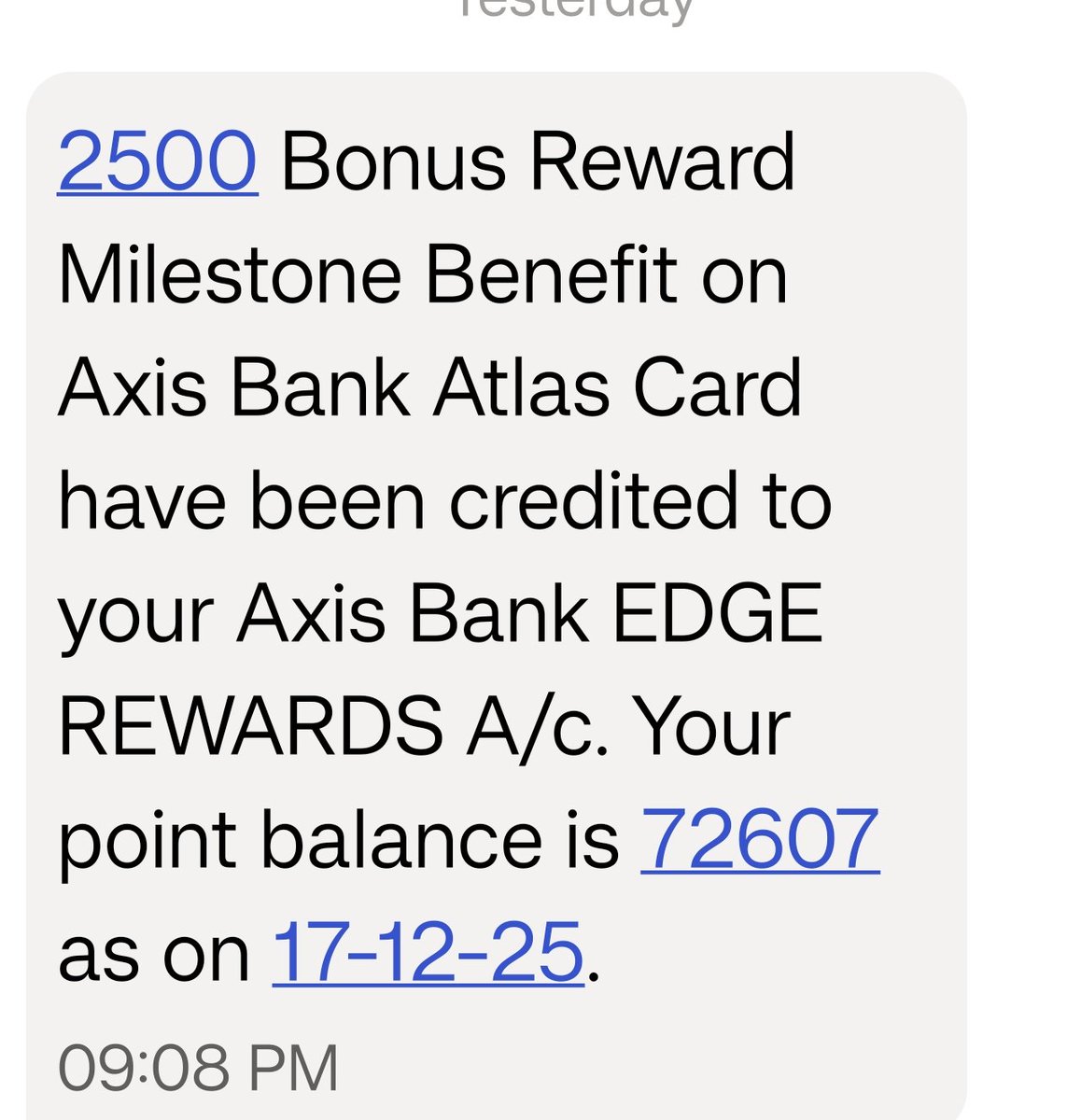 ashiskar02's tweet photo. 2500 edge miles credited. 3L spends done on my atlas - 3 months after renewals. Atlas is a legend card or shall we call DON MILES CARD 😎 #CCGeeks #CCgeek #Atlas #AxisBank #Axis #Creditcards #Edgemiles https://t.co/dbvGKRQENs