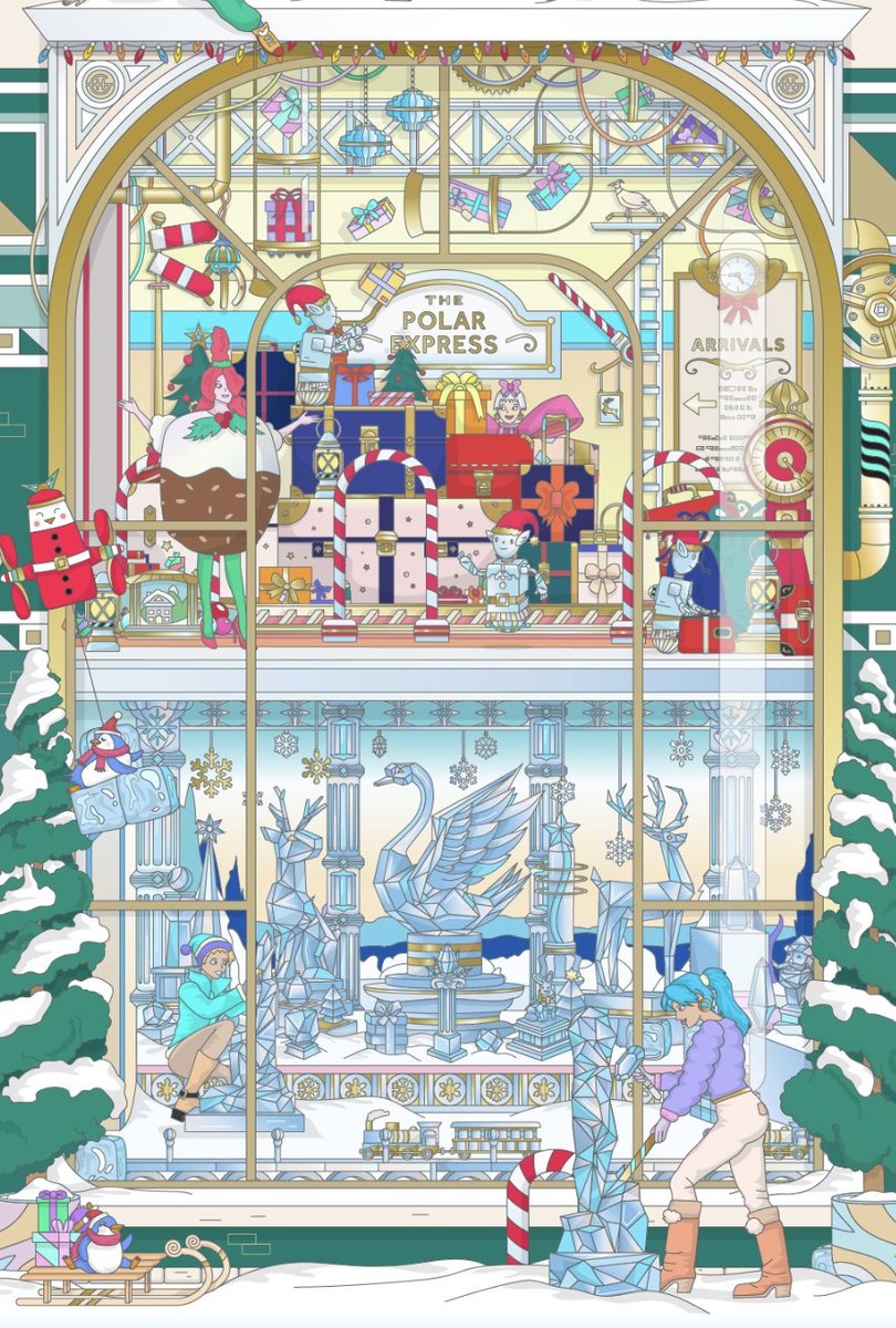 BTS. I hadn't ventured into Christmas before, so there were hundreds of little elements that needed to be illustrated to complete and make up the scenes 🎄🧑‍🎄