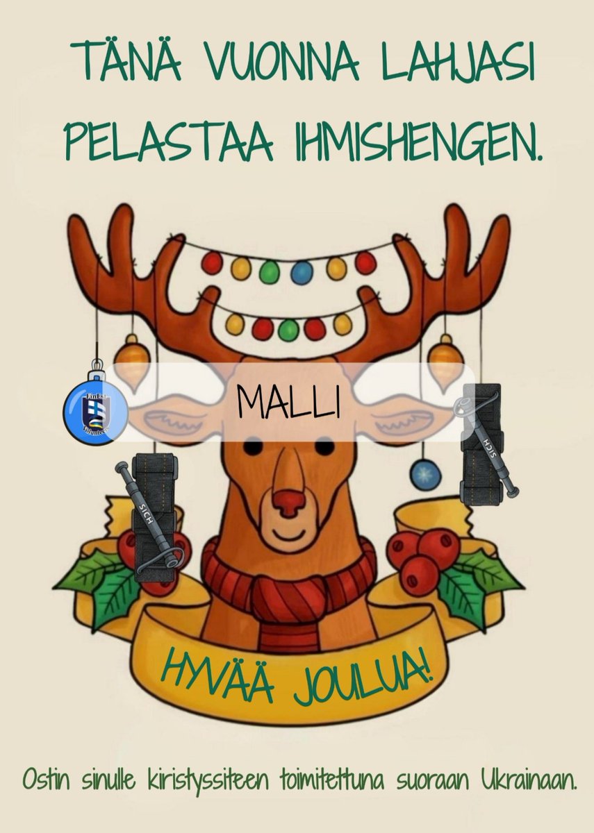 Anna tänä vuonna joululahjaksi elämä!
Lahjoita kiristysside Ukrainaan.

Saat lahjoituksesi jälkeen meiltä kuvassa olevan, tulostettavan lahjakortin sähköpostiisi.

Toimi näin:

1. Tee min. 13€ lahjoitus 
Tili: FI51 7140 1420 0252 77
tai
MobilePay: 10741

2. Lähetä kuvakaappaus