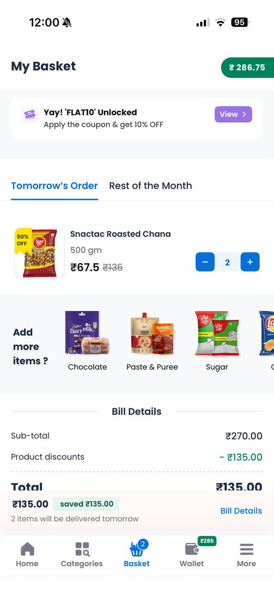 Adtkothari's tweet photo. @Milkbasketin we would like to know details of buy one get one, one of your cc is saying that add two quantities of same product you will be charged of one where as other one is saying the offer on mrp has 50% off you will be charged for two, please help to place order https://t.co/Adz0ZFmhAF