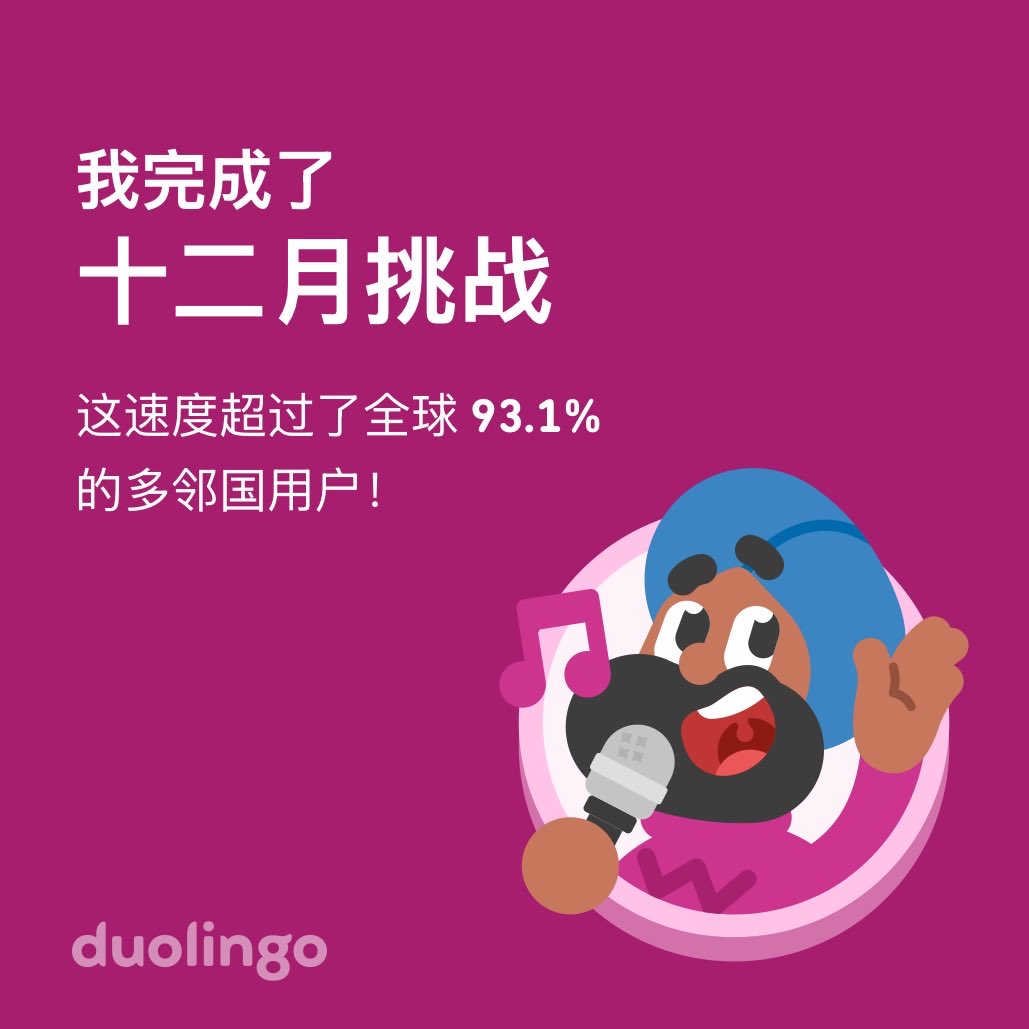 LinkPass888's tweet photo. 我在多邻国上完成了 十二月挑战，而且比全球 93.1% 的小伙伴更快哦！ https://t.co/UKj8RlLi8o