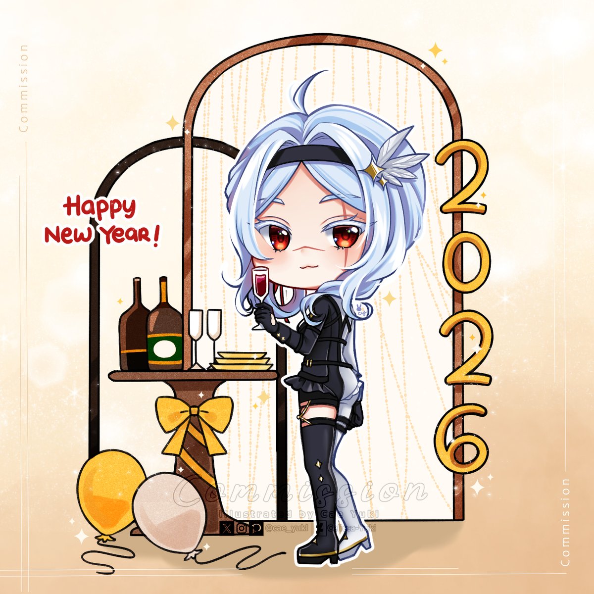 YCH Christmas and New Year Commissions for <a href="/Xaramaliss/">Xaramaliss⏳</a> -- for @Pyrite and <a href="/lulufyra/">Lulufyra ⌛️🩵(former) mahou shoujo (now) Vtuber ✨</a> 
Merry Christmas and Happy New Year! 🥰 #VGenComm