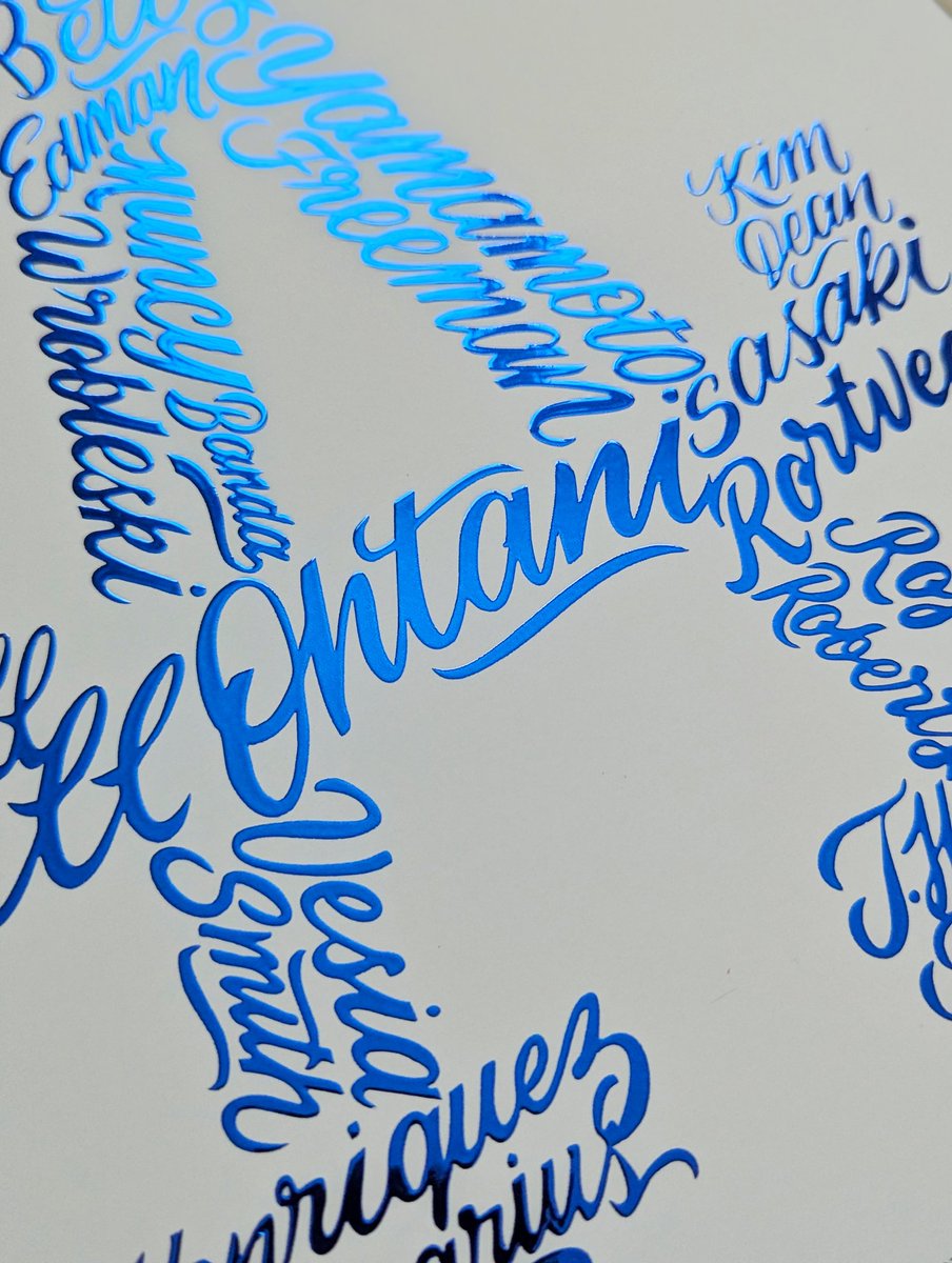 markserrano416's tweet image. 2 teams, 2 very different lettering approaches.

The Blue Jays piece leans into Fillmore-inspired lettering, using the type itself to fill the composition.

Dodgers: I pulled inspiration from the classic Dodgers wordmark &amp;amp; 
Mr. Cartoon’s Chicano-influenced lettering script.