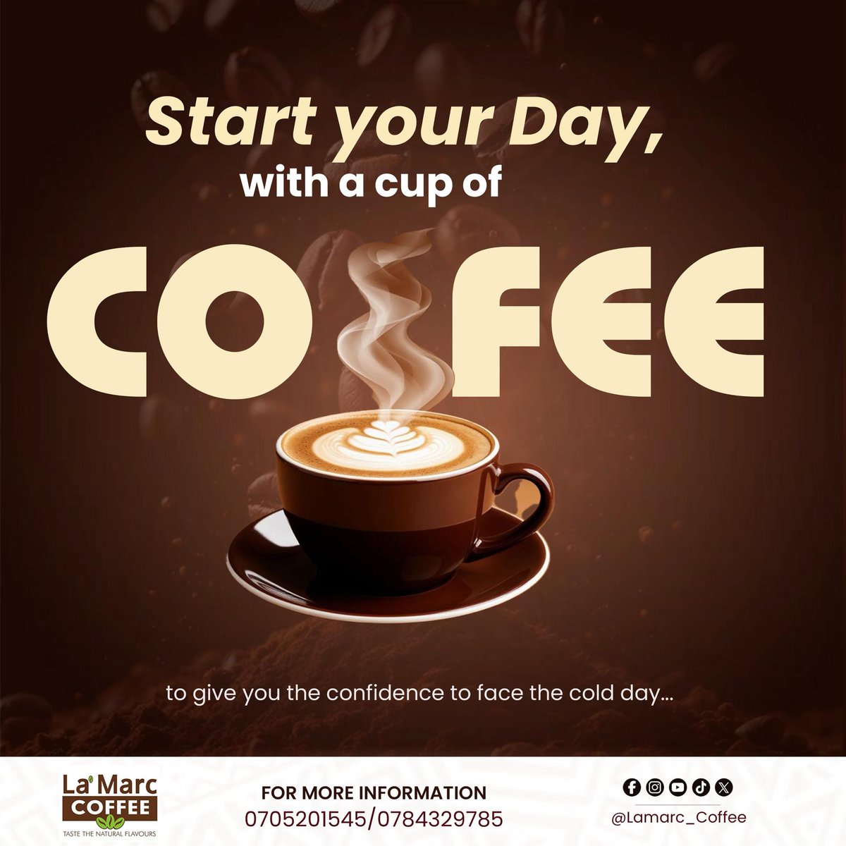 Lamarc_coffee's tweet photo. ☕️ Rise &amp; shine! 🌞 Start your day with a cup of positivity and a dash of caffeine 💪🏽 
 #CoffeeLovers 
#ProductivityHacks https://t.co/DXs724glh6