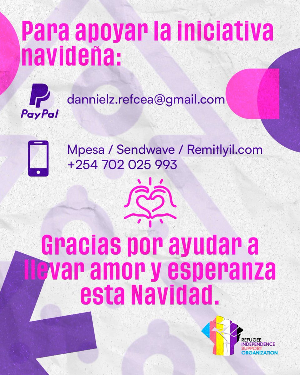 RefugeeRiso's tweet photo. @refugeeindependence hace en Kenia con personas refugiadas LGBTIQ+ 🏳️‍🌈🏳️‍⚧️ y su iniciativa para estas vacaciones de Navidad🎄 para que puedas apoyarnos compartiendo o donando si puedes hacerlo 🙌🏼☺️ https://t.co/3wfOoenLfg