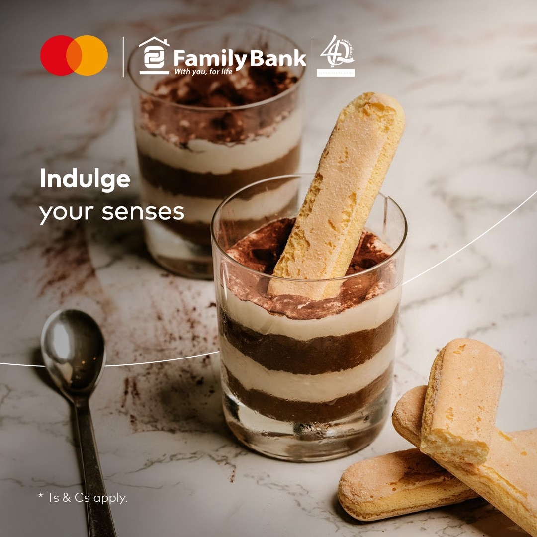 FamilyBankKenya's tweet image. It's more than a meal; it's a golden atmosphere. Sink into the luxurious setting of Villa Rosa Kempinski, where deluxe dining meets serene comfort. ​

With your Family Bank Mastercard, you're not just paying for exclusive treats; you're securing a truly #Priceless experience.